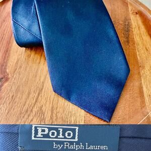 Ralph Lauren polo vintage navy blue handmade 100% silk tie